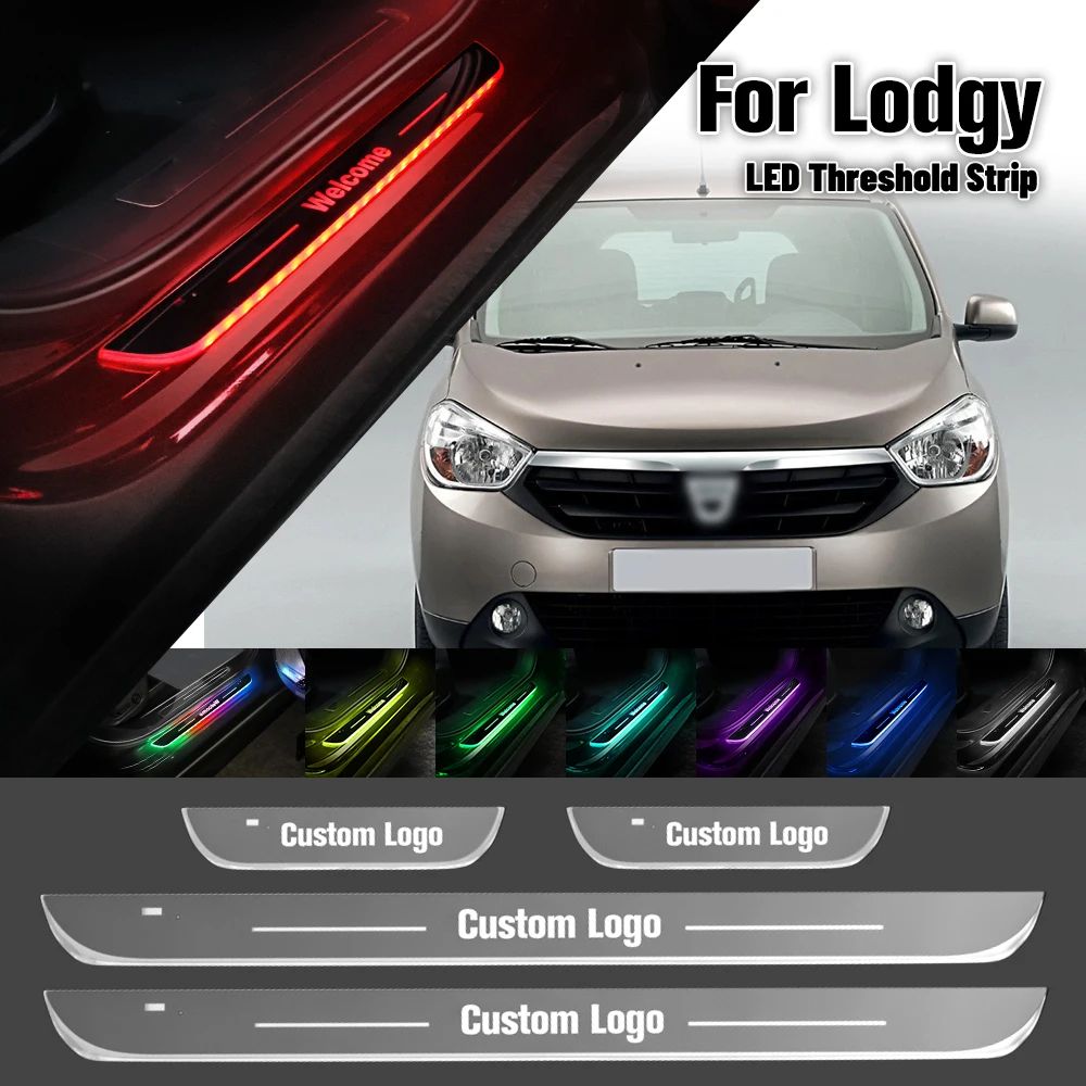 

For Dacia Lodgy 2012-2023 Car Door Sill Light Customized Logo LED 2016 2018 2020 2022 Welcome Threshold Pedal Lamp Accessories