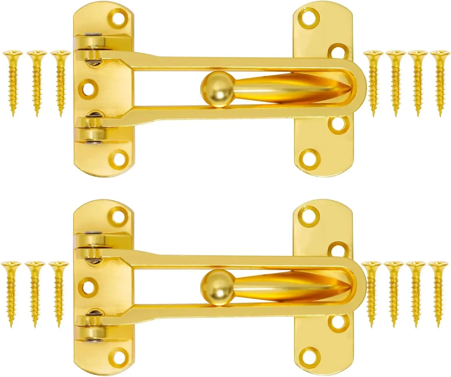 Buzztech Home Security Door Lock, 2-Pack | Gold, Additional Security For Interior Doors
