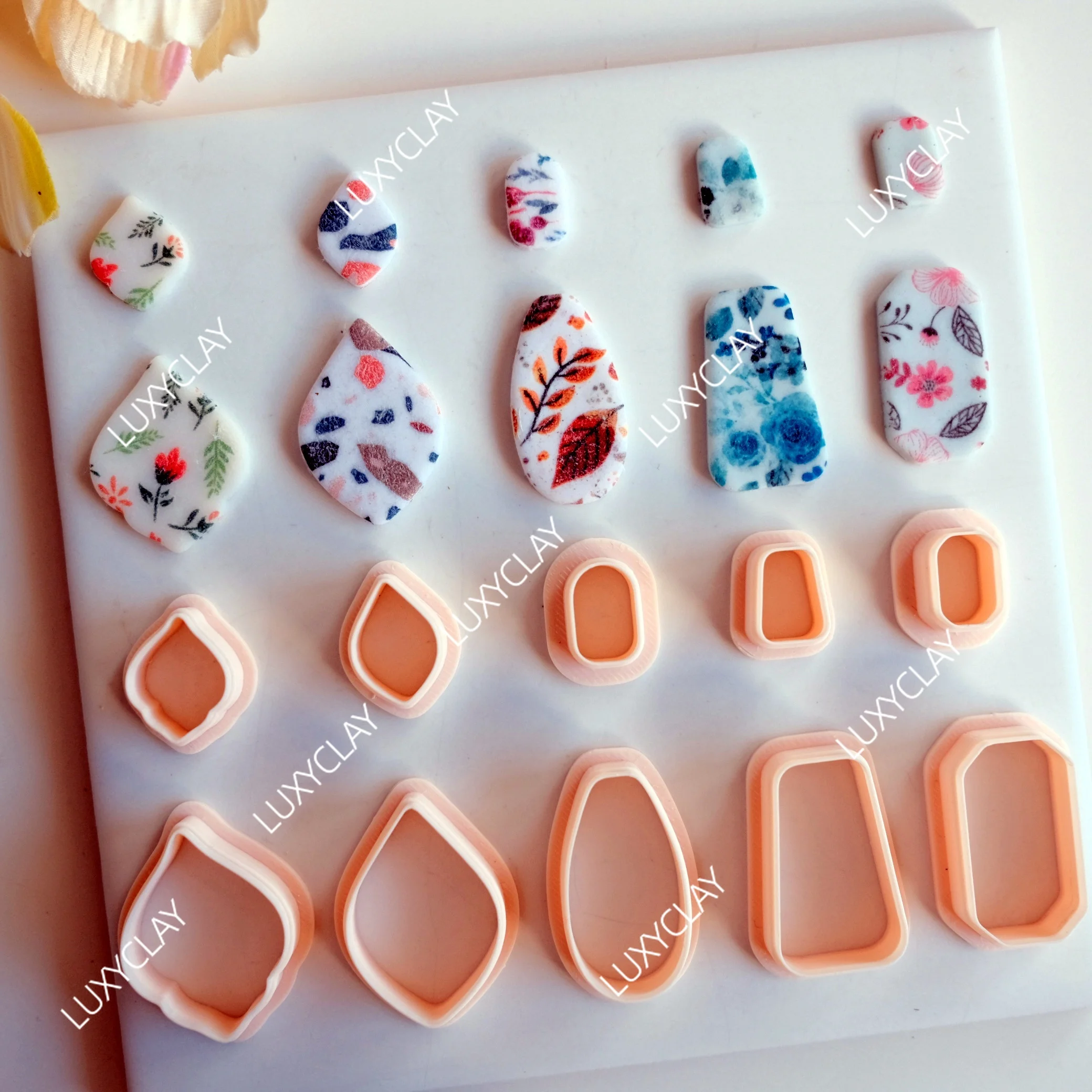 10pcs 기본 기하학적 모양 점토 금형, DIY 귀걸이 및 보석 만들기를 위한 다이아몬드 타원형 사다리꼴 직사각형 폴리머 점토 커터