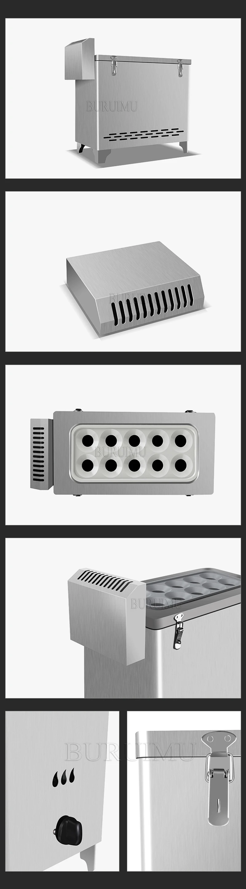 10 Holes Egg Sausage Roll Machine Processor Gas Section Commercial Snack Machine Hot Dog Boiler Egg Sausage Maker