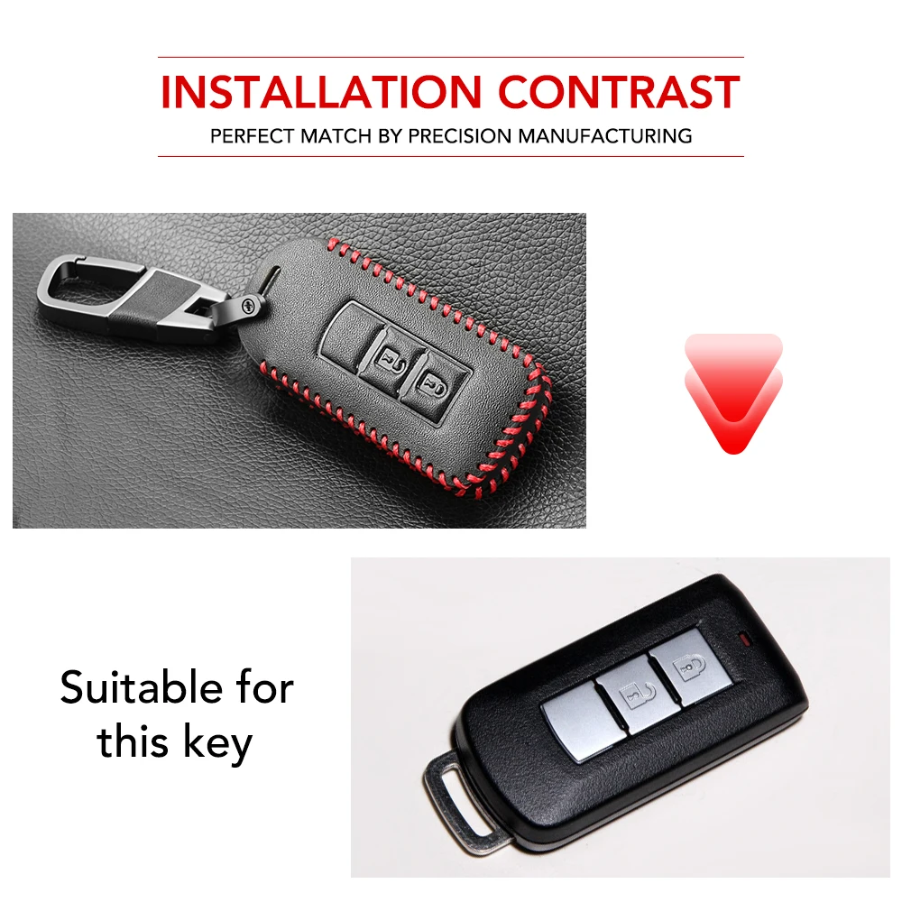 2/3 Buttons Remote Key Case for Mitsubishi L200 ASX Outlander Eclipse Cross Pajero Sport Lancer Leather key Fob Shell Cover key case cover key case remote control case cover flip key fob shell car key shell