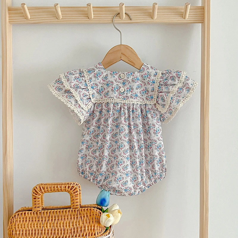 0-6Yrs Sister Matching Outfit Princess Dress Toddler Baby Girls Flower Lace Dresses Summer Girl Baby Romper Blue Princess Romper 3