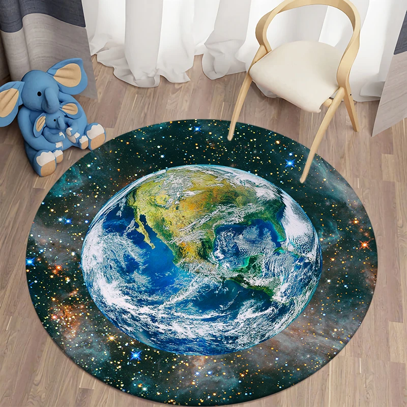 

3D Round Carpets for Living Room Galaxy Space Floor Mat Area Rugs for Kids Room Decorative Carpet Kitchen Bedroom Rugs Round Rug