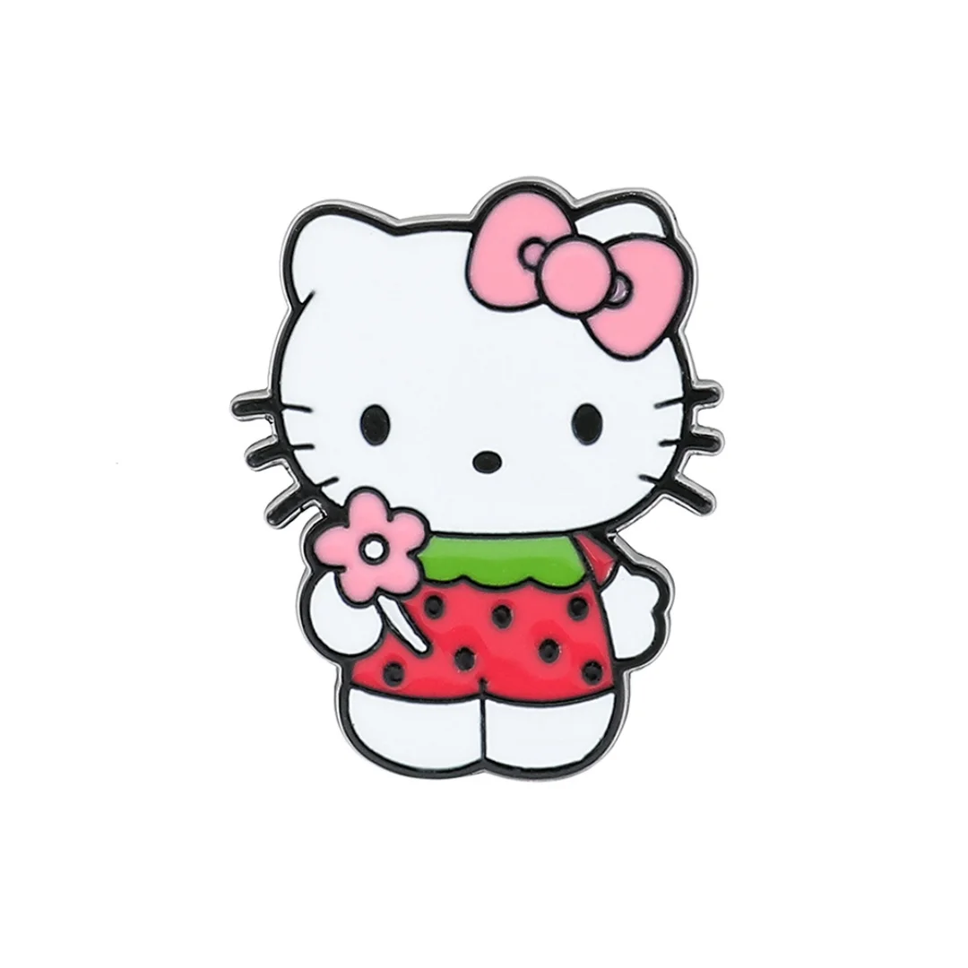 Juego de broches de personaje de dibujos animados, 5 uds., bonito Pin esmaltado de Hello Kitty, mochila, ropa, joyería, Metal malo
