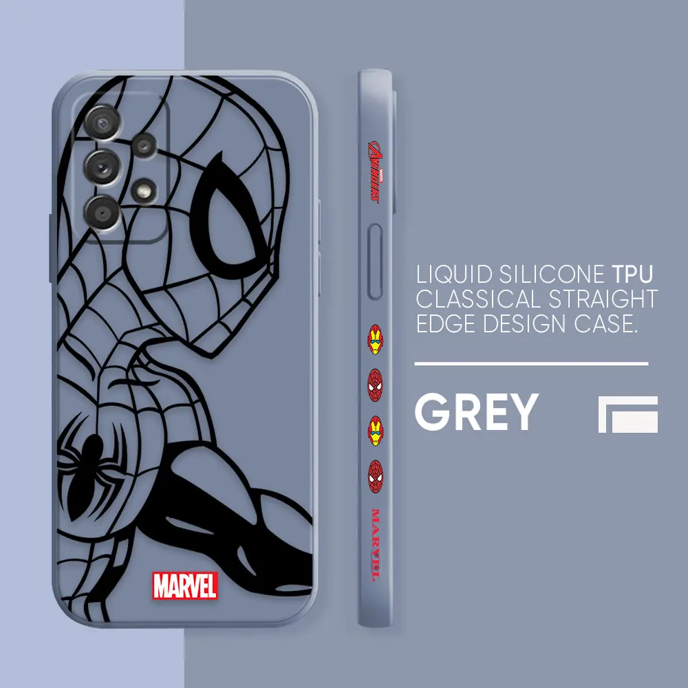 thumbnail image 1 of Case For Samsung Galaxy A91 A73 A72 A71 A53 A52 A51 A42 AO3S 4G 5G Simple Liquid silicone Case Marvel Line Iron Man Spiderman, 1 of 5
