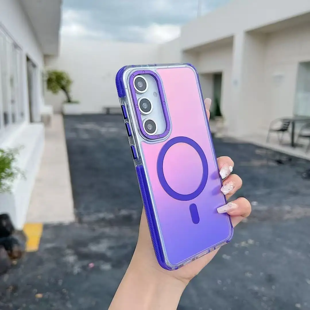 Luxury Magnetic Metal Lens Phone Case with Discolour Cover