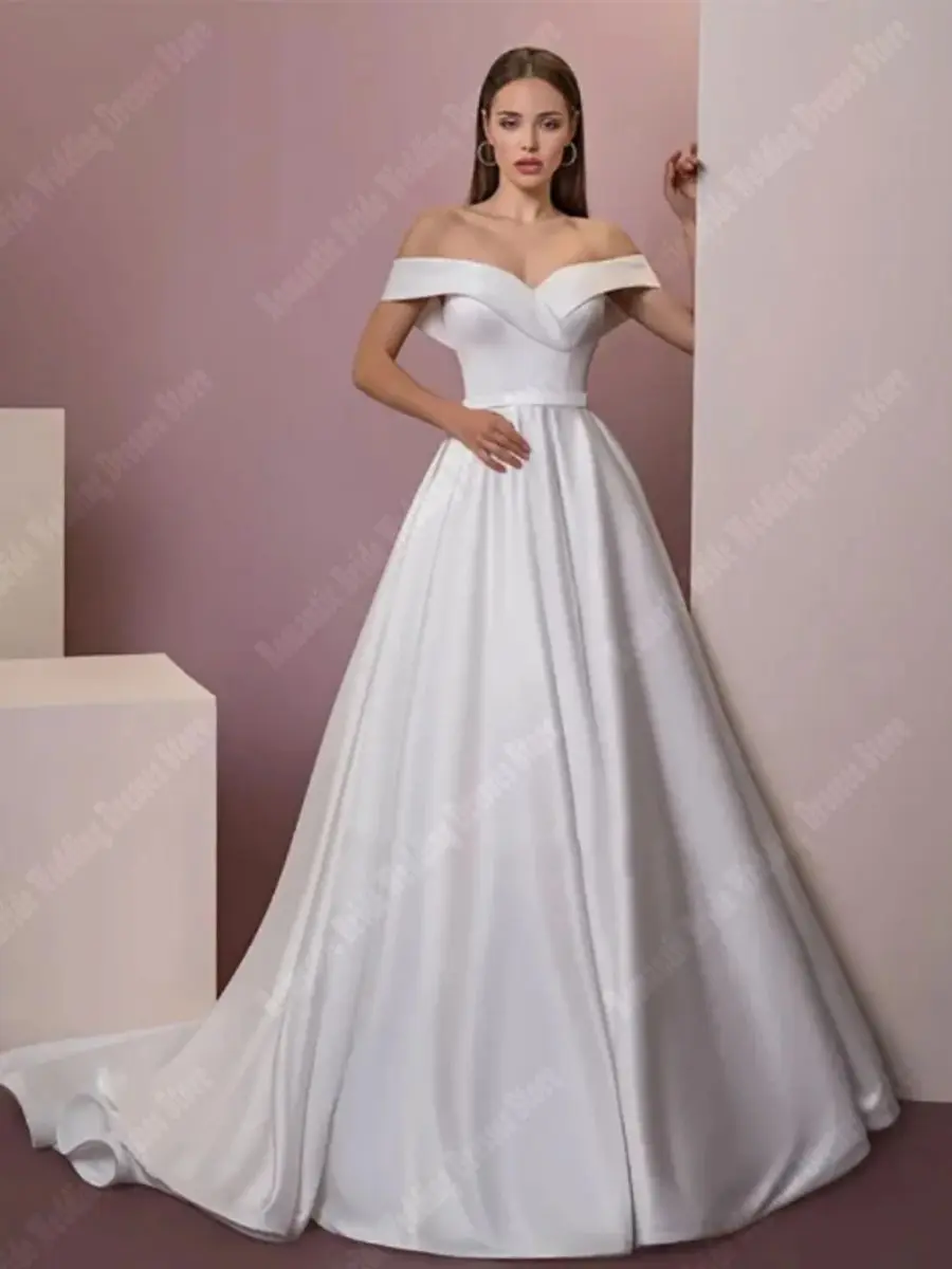 

Off Shoulder Plus Size Wedding Dresses 2024 popular Long Train Court Skirt Hem For Women Newest Listing Mariage Vestido De Noive