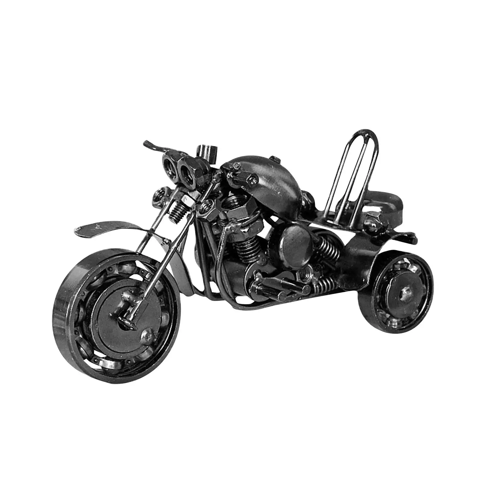 Metal Three Wheeled Motorcycle Figurine Statue Retro Crafts for Home Decor