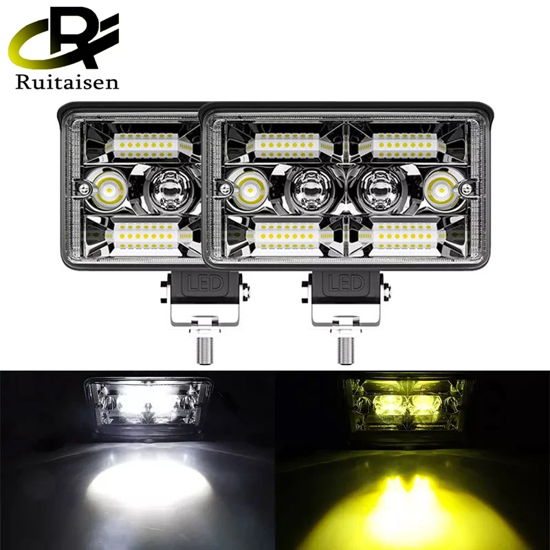 

Ruitaisen 4'' LED Light Bar Yellow White Off Road Spotlight Combo Work Light for Truck Tractor 4X4 Boat 9-80V Headlight Fog Lamp