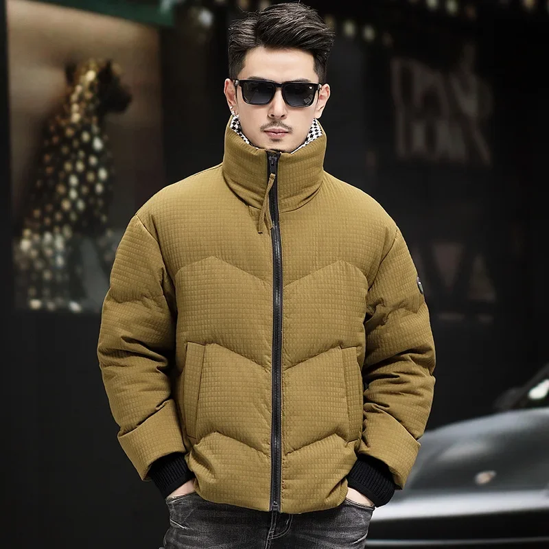90 White Duck Down Autumn and Winter Men's New Down Coat with Thousand Bird Grid Light Luxury and High end Thickened Insulation