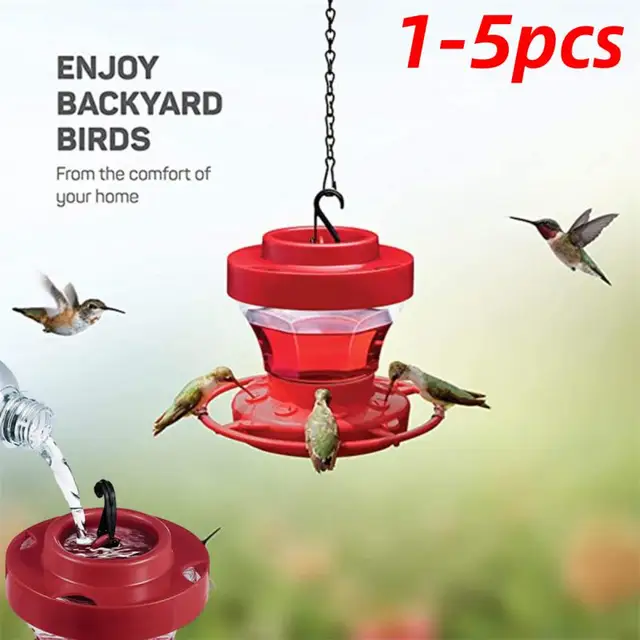 Hummingbird Feeder with 8 Feeding Hanging Bird Feeder Ant and Bee Proof Flower Shape Hummingbird Feeder for Garden Outdoor 1