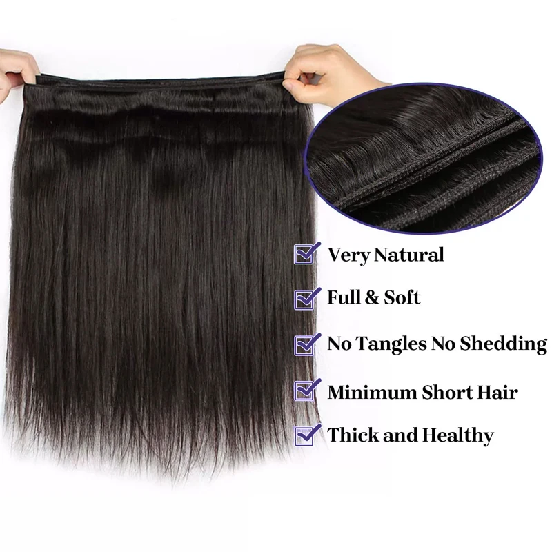 Black Hair Weft Hair Extensions Wig Synthetic Seamless Hair Weft Straight Hair Extensions Hairpiece for Women Daily Party Use