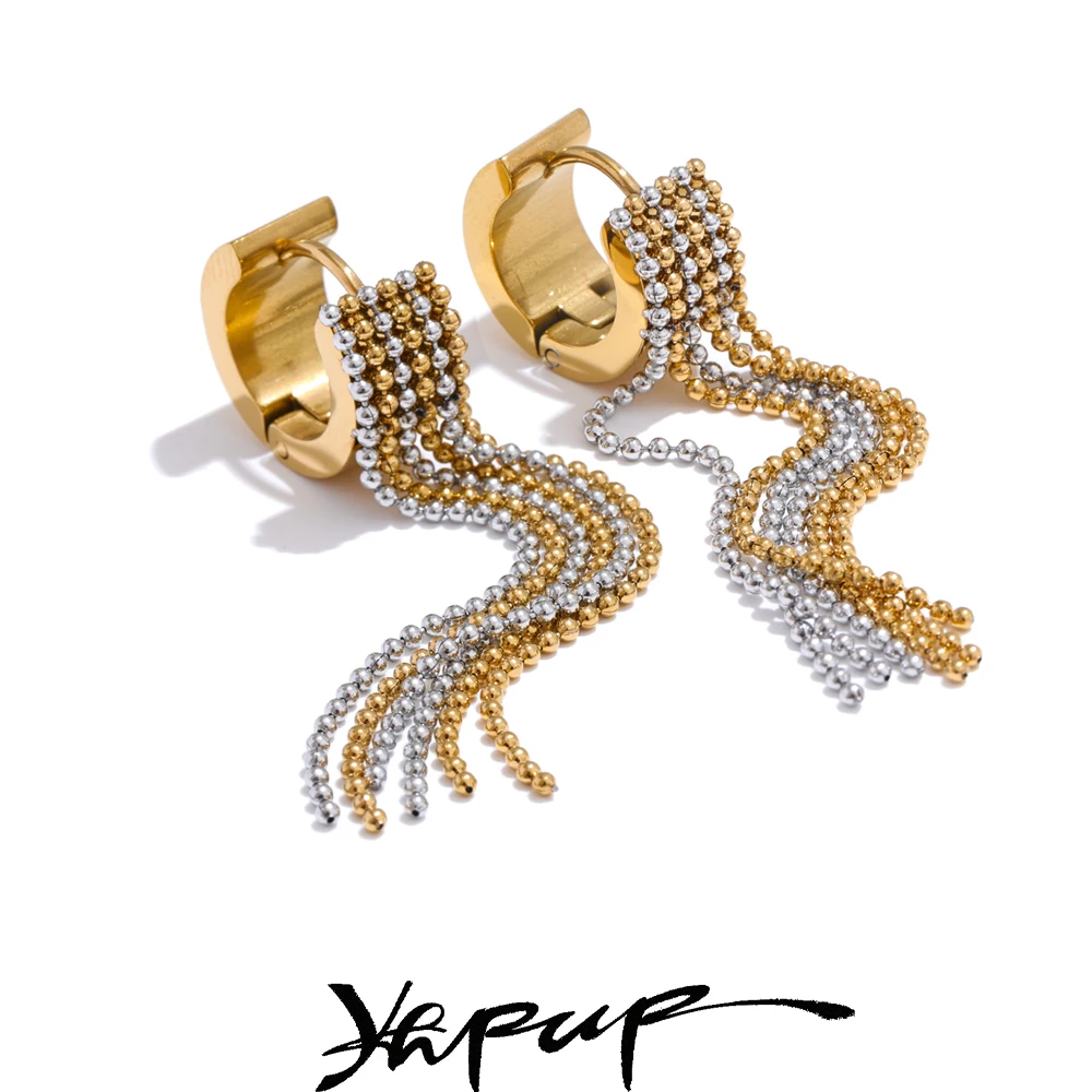 Yhpup stainless steel style long chain dangling earrings fashionable and water-resistant