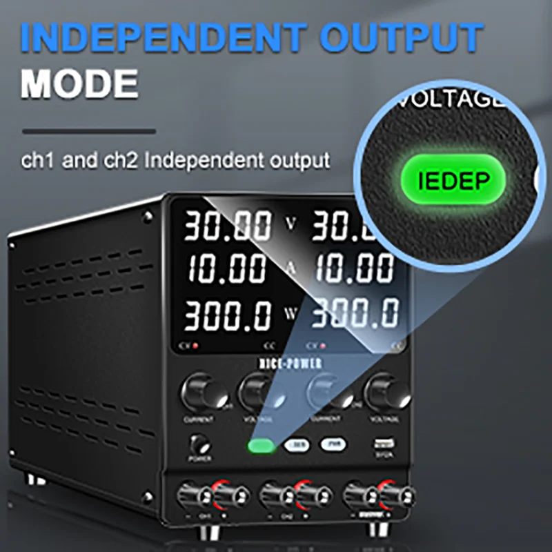 Description Picture 4 of item4 in 1 Lab Dual Power Supply 3 Model PAR/SER/INDEP Adjustable Power Source 30V 10A 60V 5A Voltage Stabilizer Switching USB 5V 2A