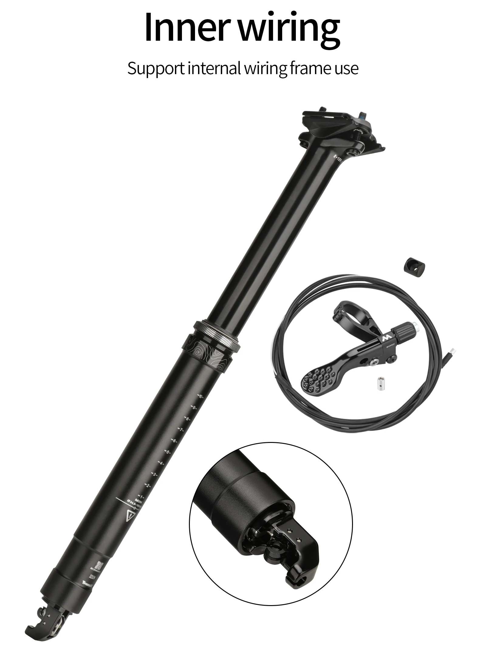 34,9 mm DH Fahrrad-Sattelstütze für MTB mit interner/externer Zugstangensteuerung, 150/200 mm Hub, hydraulische Sattelstütze – Detail 5