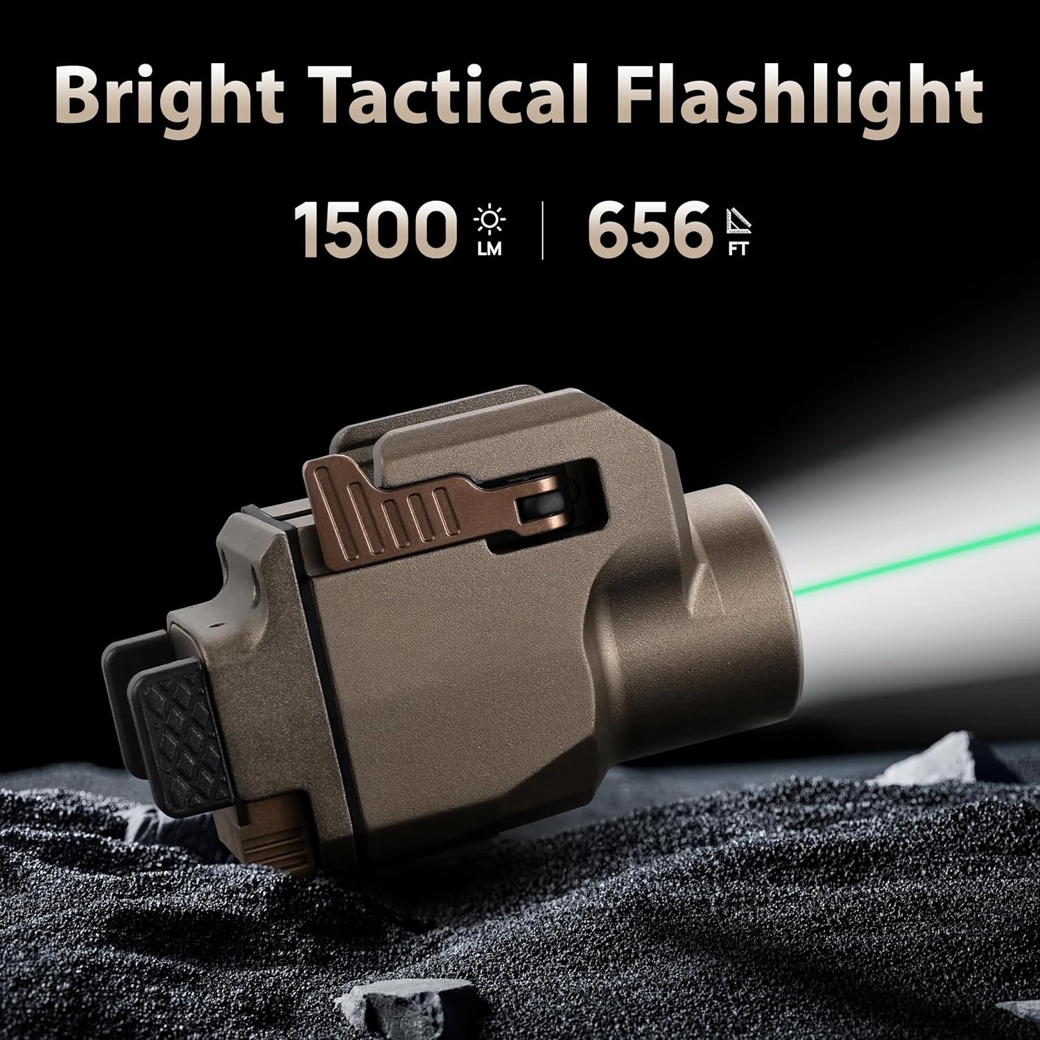 Compact Tactical LED Flashlight Green White Rechargeable Torch