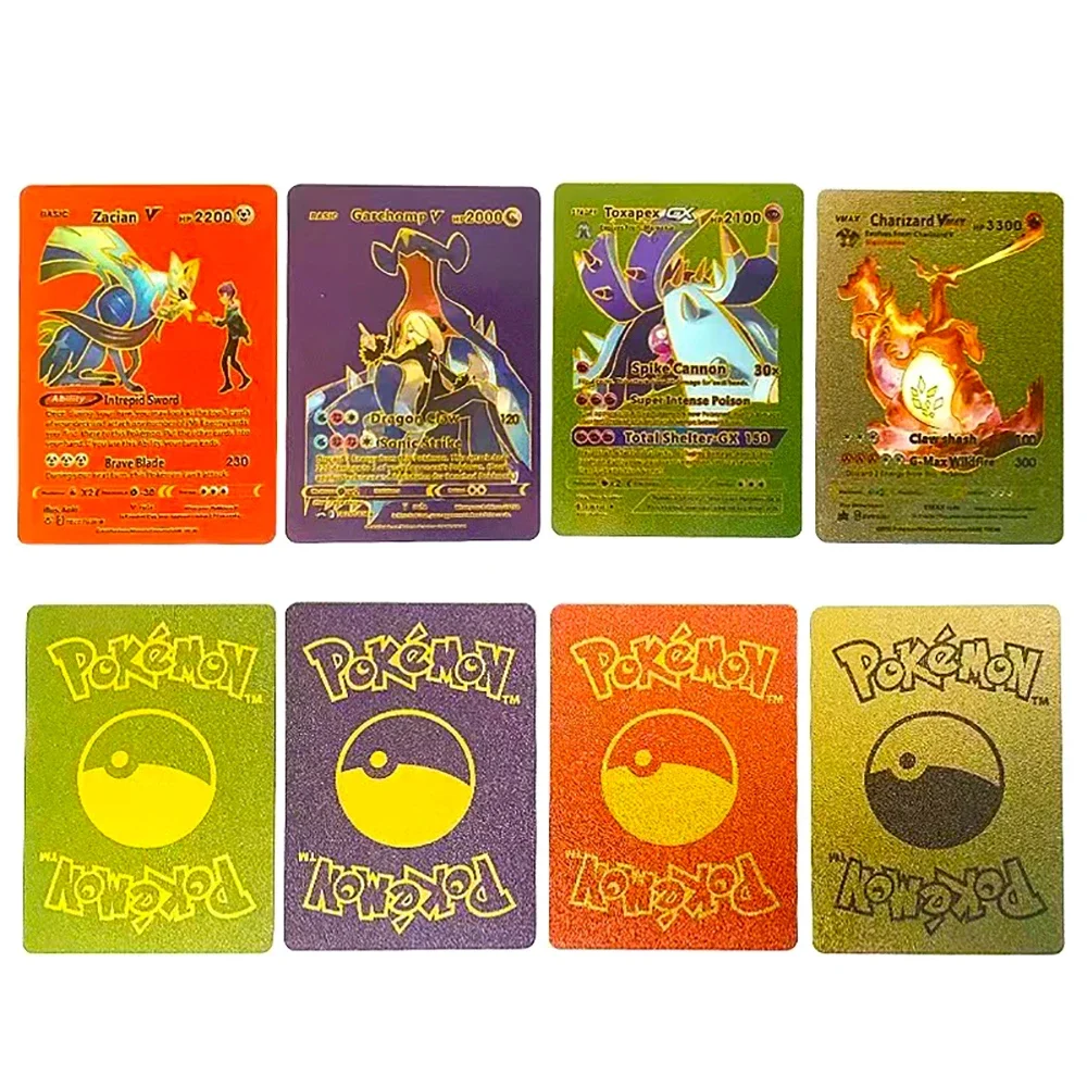 thumbnail image 1 of Cards Metal Gold Black Vmax GX Card Box Mewtwo Charizard Pikachu Rare Collection Battle Trainer Card Children Toys Gift, 1 of 5