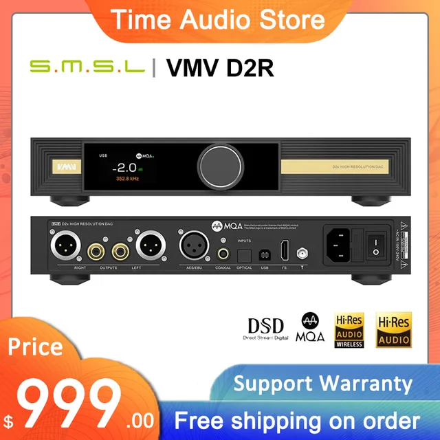 SMSL VMV D2R High-Res Audio DAC BD34301EKV ROHM Chip Bluetooth APTX-HD  MQA-CD XU316 DSD512 I2S With Remote Control - AliExpress