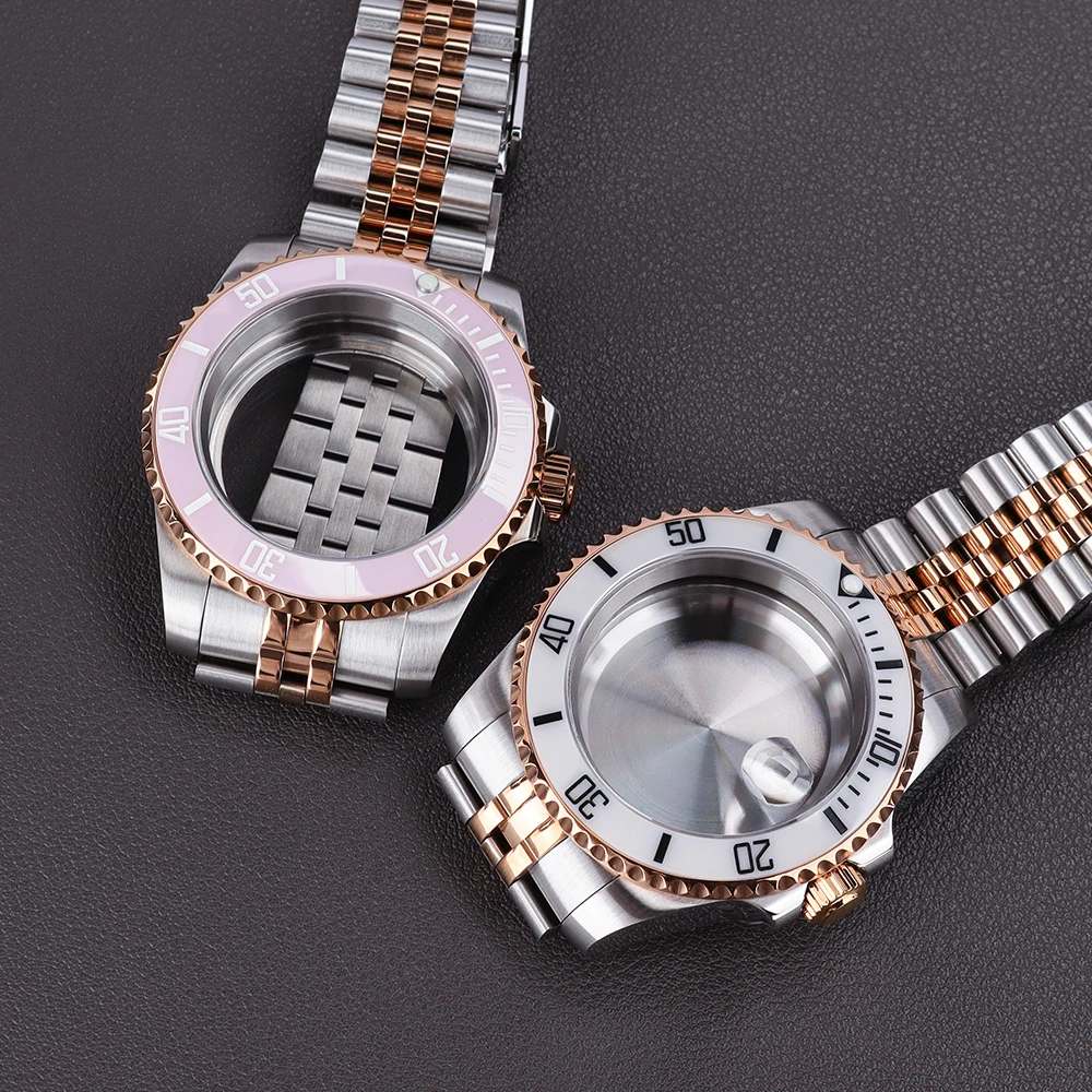 40mm Taucheruhrengehäuse mit Faltschließe und Schiebeverschluss für GMT NH34 NH35 SUB NH36 8215 2824 Armbanduhren Uhrenbox Saphir – Detail 1