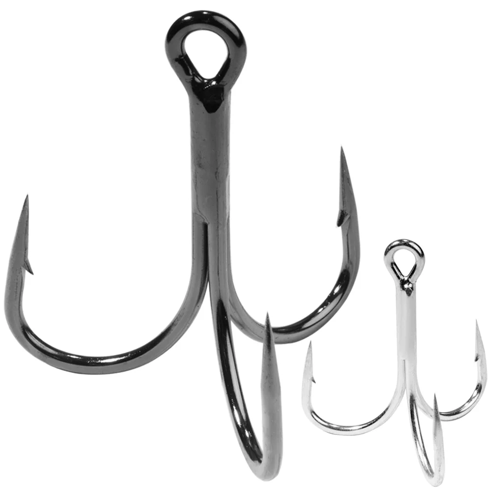 Huge Treble Hooks 4X Strong 1#-10/0# Fishhook Super Sharp Barbed Carbon Steel Anchor Tackle Round Bend Angle for Big Fish Hook