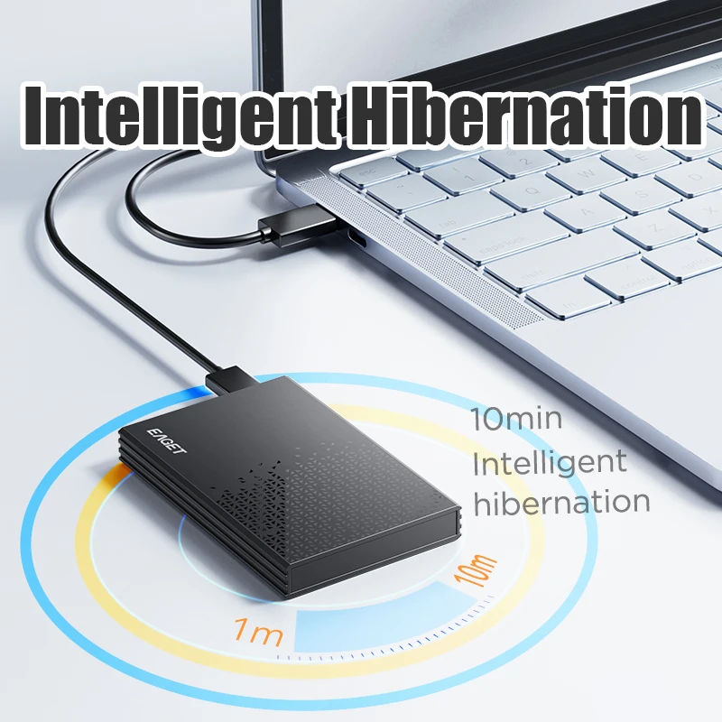 Eaget 외장 하드 드라이브 박스 HDD 케이스, 2.5 인치, 5Gbps SATA-USB C 3.2 Gen 1, SATA 하드 디스크 SSD HDD 인클로저용 HDD 박스