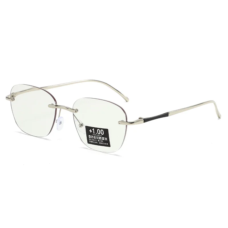 Photochromic Fashion Reading Glasses with Beveled Edging and Rimless Design