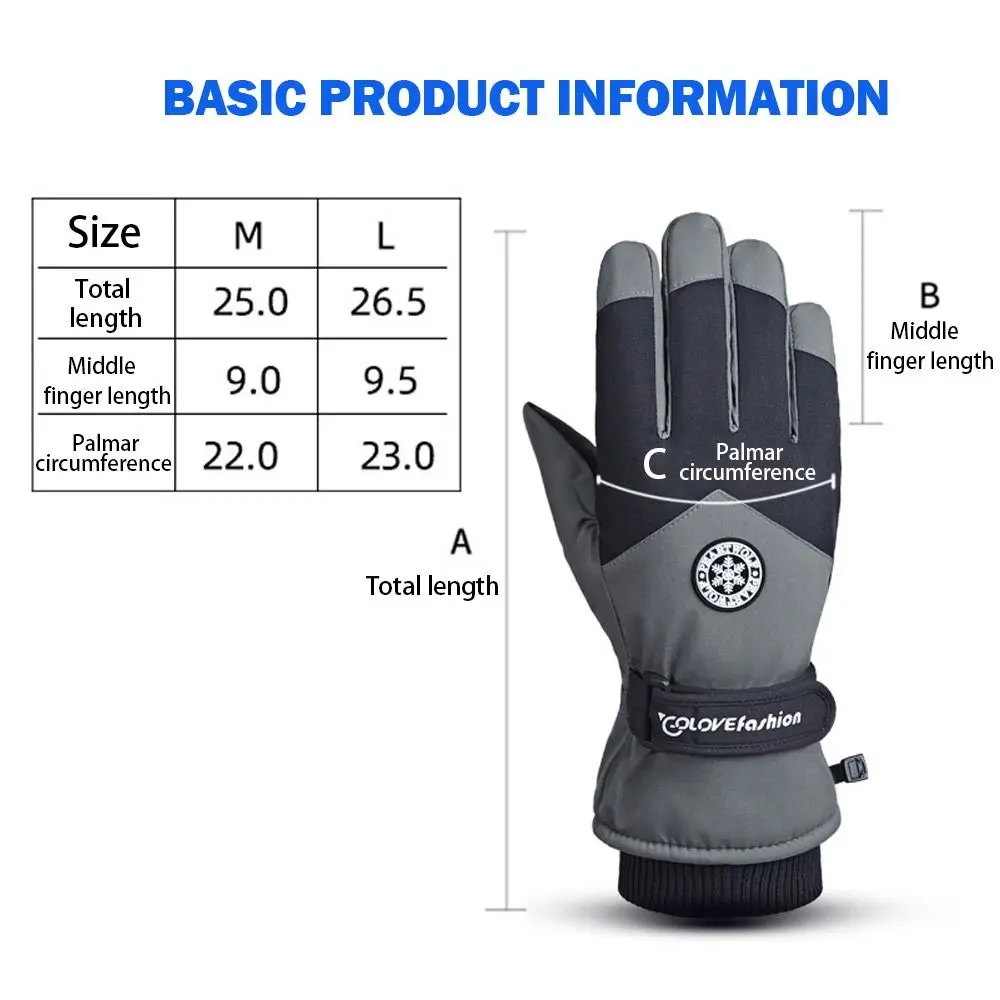 Winter Snowboard Ski Gloves PU Leather Non-slip Touch Screen Waterproof Motorcycle Cycling Fleece Warm Riding Gloves 5