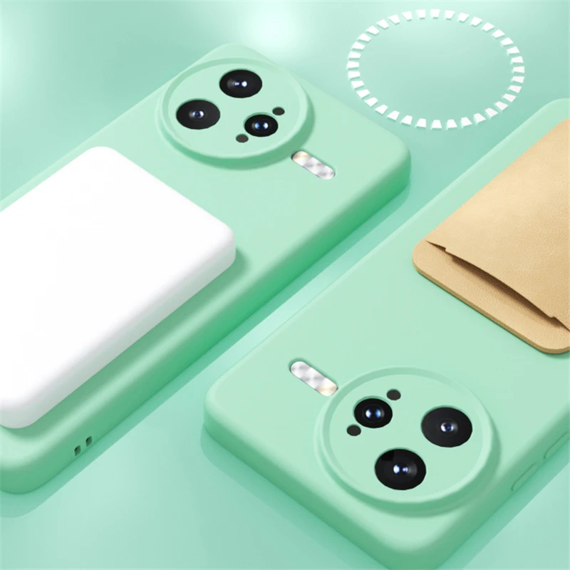 Liquid Silicone Shockproof Magnetic Wireless Charging Case - Solid Color Cover