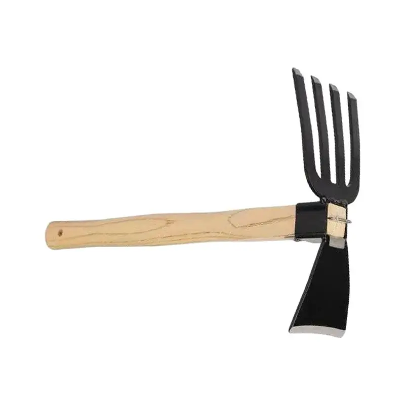 

Multifunctional Small Hoe with Wooden Handle Household Small Lawn Rake Gardening Hoe Dual Use Small Hoe