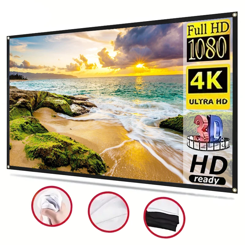 부드러운 흰색 커튼 프로젝션 스크린 천, 직접 프로젝션, 거실 커튼, 낮에 접힐 수 있음, 간단한 홈 오피스 