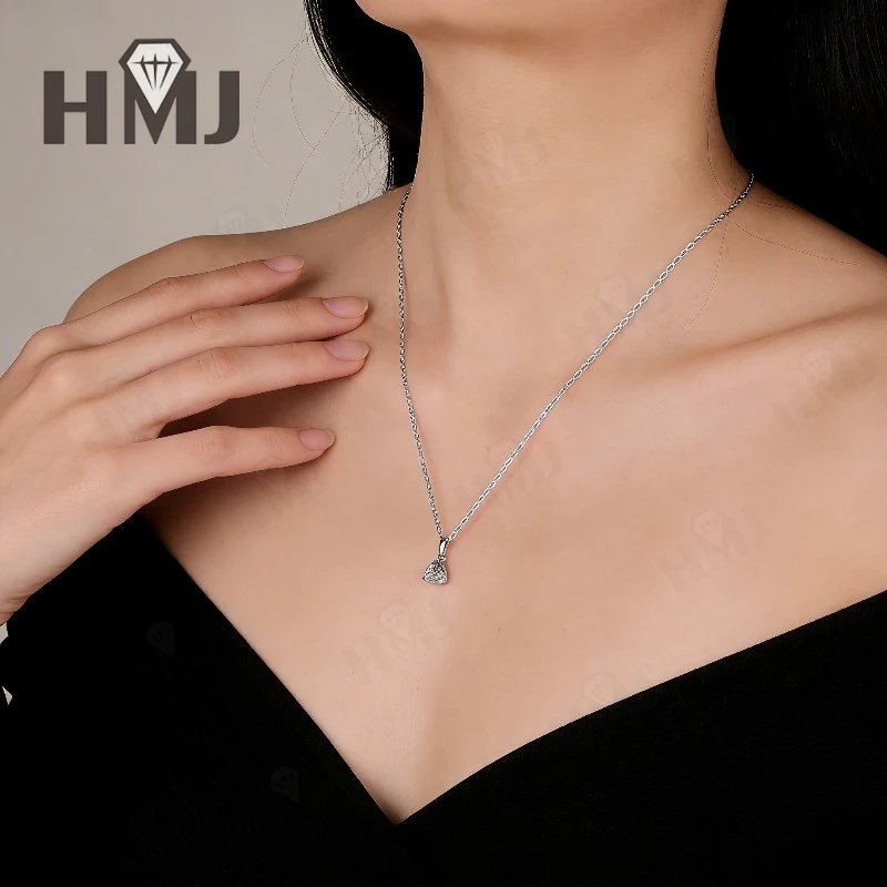 1,2 ct echter Moissanit, Trillion-Schliff, Halskette, 925er Sterlingsilber/10K/14K Gold, Solitär-Anhänger, Brautschmuck, Hochzeitsfeinschmuck – Detail 7