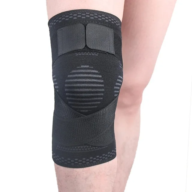 1PC Compression Knee Braces with Bandage Sports Running Basketball Fitness Volleyball Knee Sleeves Comfort Elasticity Knee Pad 6