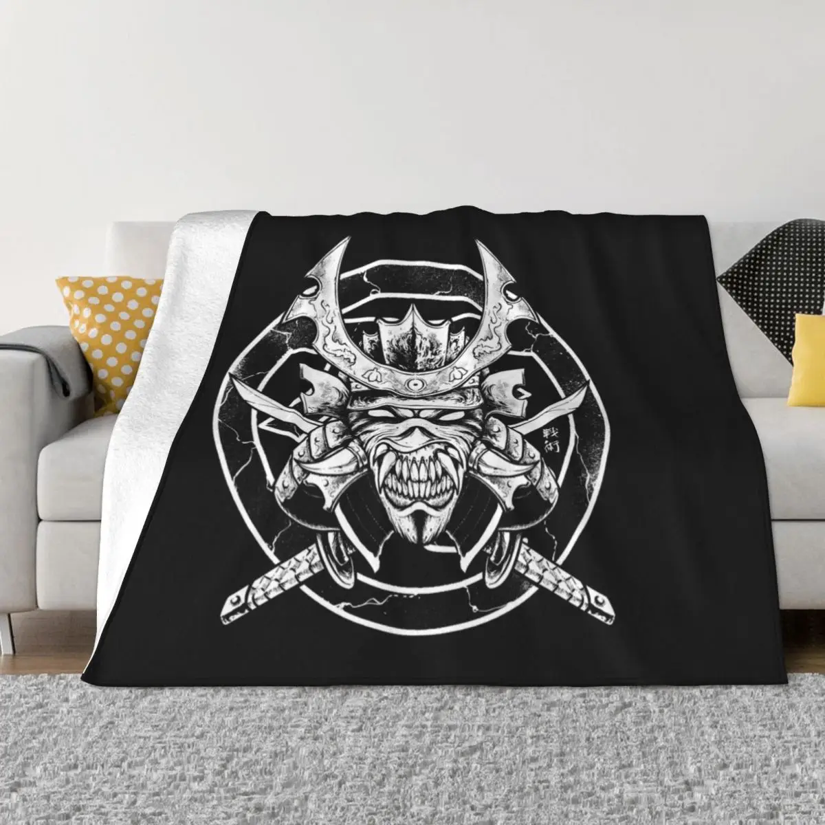 

Samurai Warrior Throw Blanket Fluffy Softs Vintage Thermal Blankets