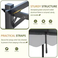 10'x12' Outdoor Pergola with Retractable Canopy, Patio Metal Heavy-Duty Gazebo Shelter for Backyard, Deck, Garden, Customized 5