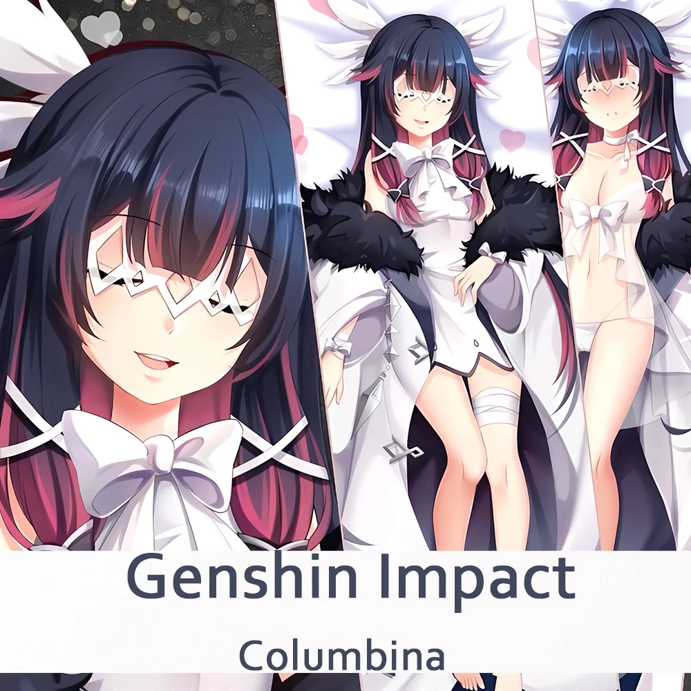 

Наволочка Game Genshin Impact колумбина дакимакура вайфу, наволочка с двумя боковыми рисунками, обнимающее тело, аниме чехол для подушки наволочка Otaku, подарки