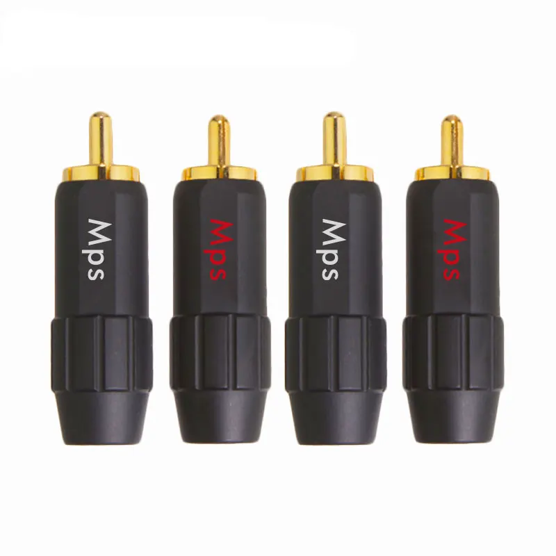 a Ouro 24K, RCA Plug, Latão Cabeça de Lótus, Cabo para 8mm RCA