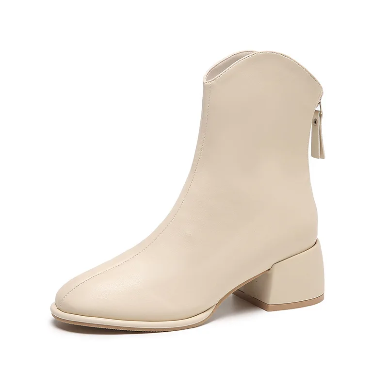Boot Short Boots Women's Ankle Boots Mid-heel Thick Heel Square Toe Chelsea Boots Spring&autumn New 2023 Fashion Plus Size 42 43