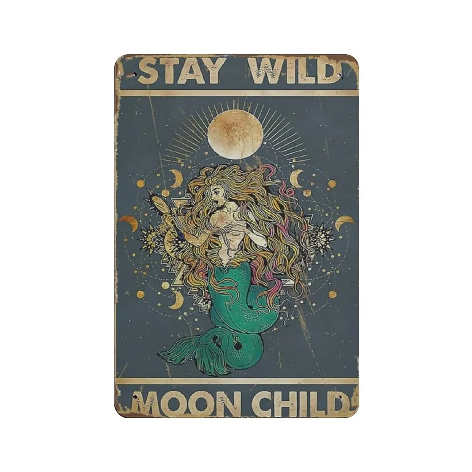 

Винтажный металлический жестяной постер PPFINE 12 дюймов, стена с надписью «Stay Wild Mermaid», металлический декор для загородной кухни, дома, гаража
