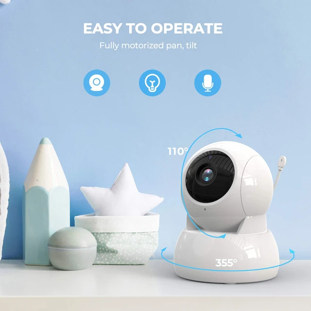 5Inch Wireless PTZ  Long Distance Digital Baby Monitor Temperature Monitoring Lullaby Babysitter Nanny Cam Intercom  Baby Camera 4