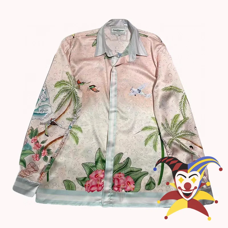 

2022ss Long Sleeves CASABLANCA Silk Shirt Men Women HAWAIIAN Tees