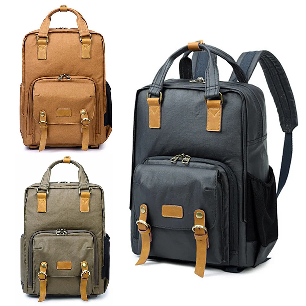 

Professional Retro Fashion Casual Waterproof Canvas DSLR Camera Bag Photography Tripod Cameras Backpack for Canon Nikon Sony