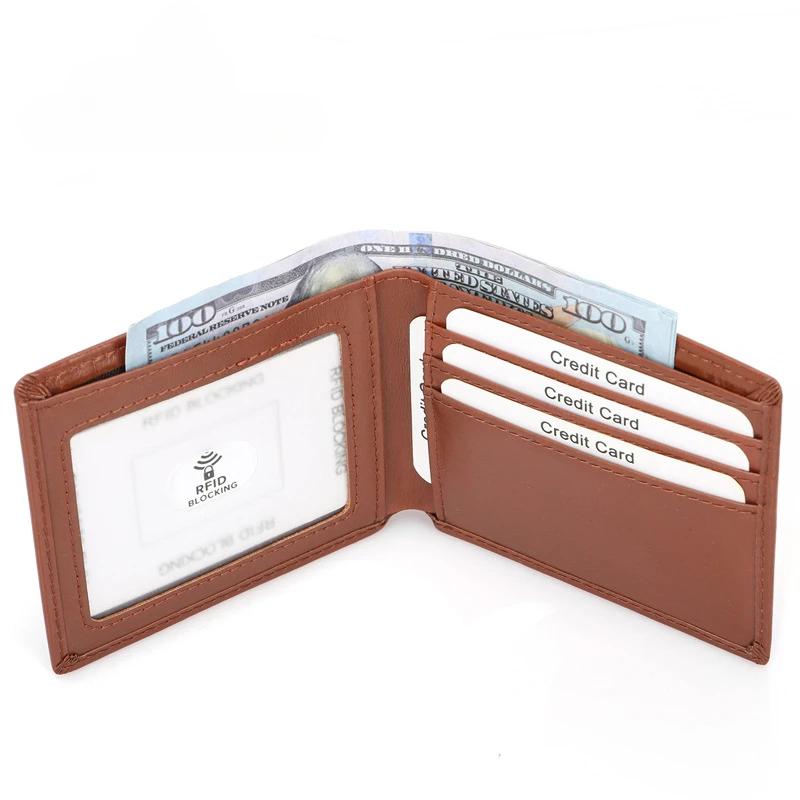 New style RFID first layer crazy horse leather genuine leather men's wallet casual fashion genuine leather vintage wallet