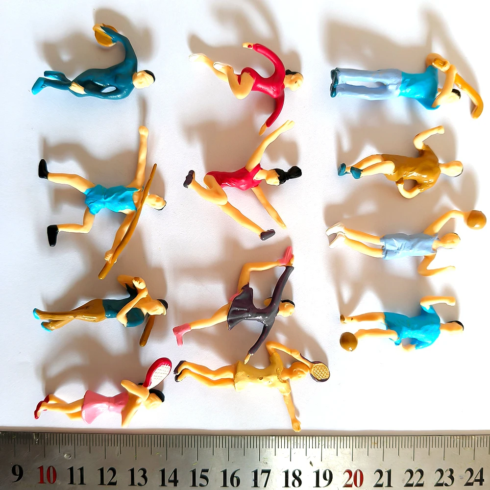 12pcs Miniature Figures Model Sport Scene Painting Figurine Static Landscape Model Layout Scenery Diy Miniature Dioramas Display