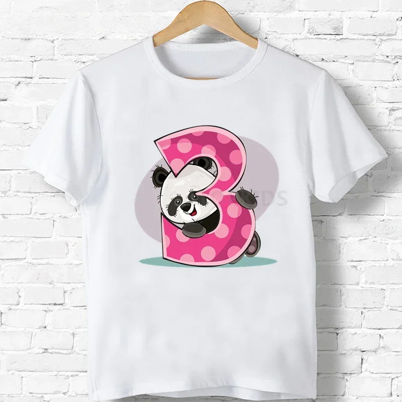 thumbnail image 1 of 2024 Feliz Cumpleaños Panda Número 1-9 Impresión Niños Camiseta Niño Niño Niña Ropa Verano Algodón Camiseta Linda Dibujos Animados Camiseta Bebé, 1 of 5