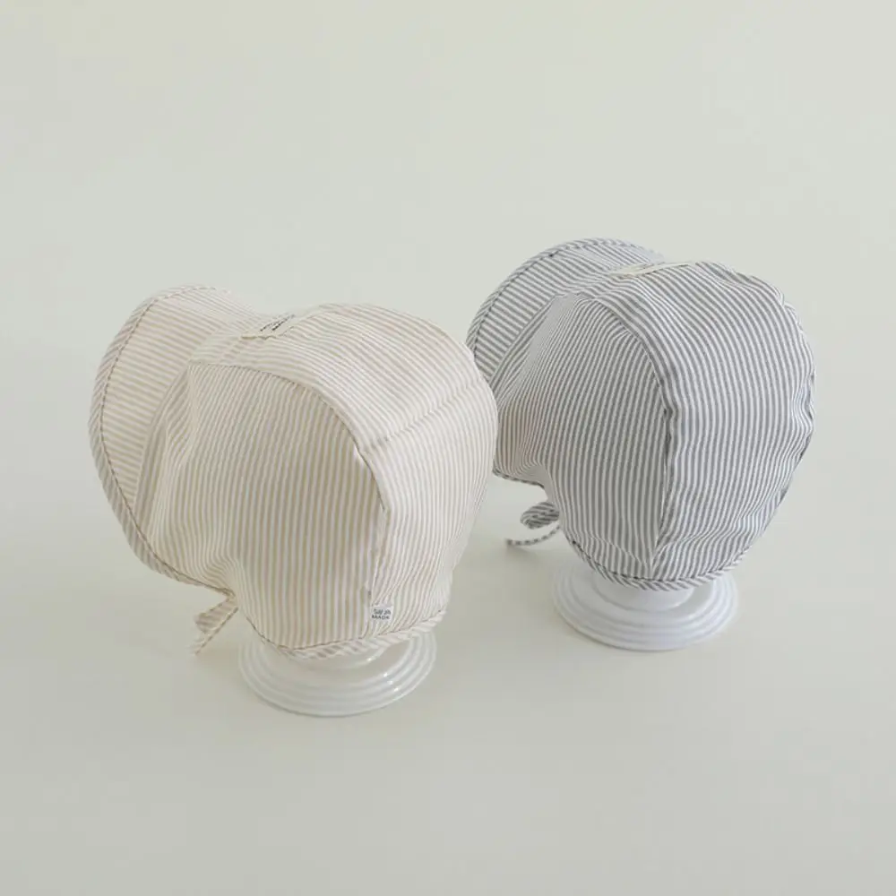 Breathable Soft Baby Fetal Cap Wide Brim Stripe Infant Bonnet Hat UV Protection Cotton Newborn Sun Hat 3-12 Months