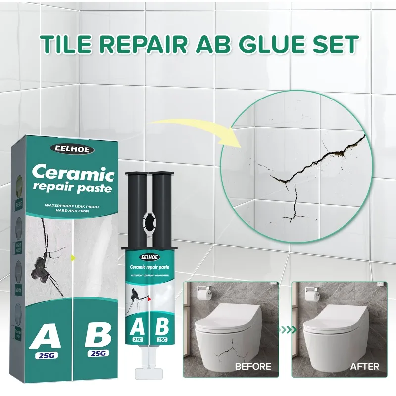Tile Repair Paste Repair AB Glue Ceramic Crack Repairing Agent Adhesive Set Bathroom Tub Floor Wall Sink Vanities Repair Paste