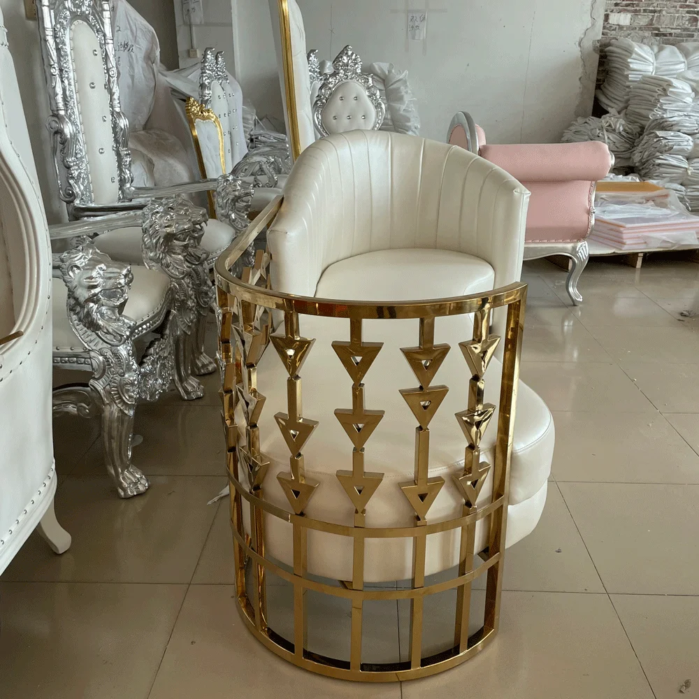 Luxury Gold Wedding Two Seat Throne Sofa King Chair Set For