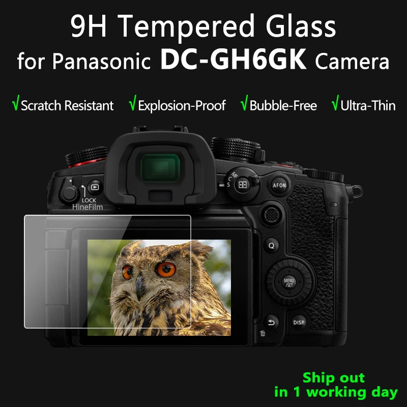 for Panasonic DC-GH6 Camera Tempered Protective Self-adhesive Glass Main LCD Display + Film Info Screen Protector Guard Cover info