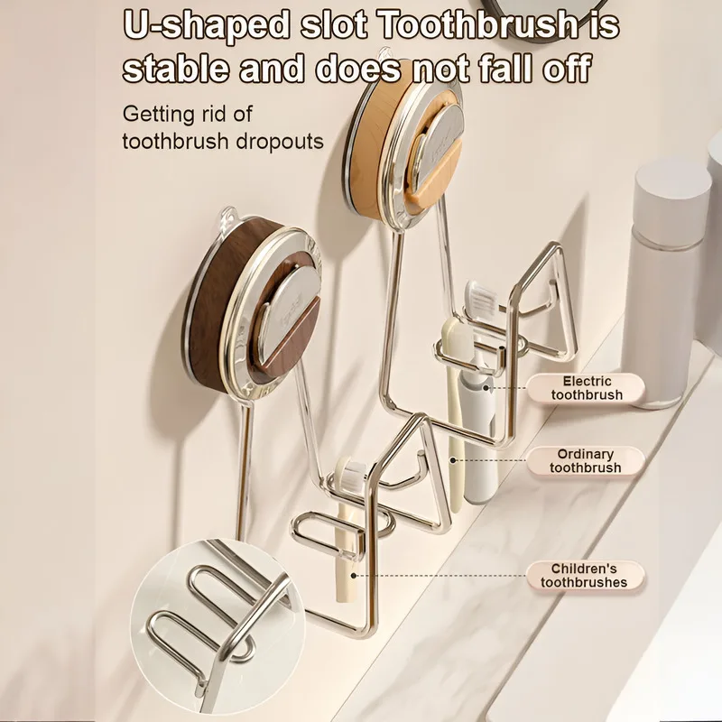 Nonslip Toothbrush Holder Mouthwash Cup Holder Vintage Modern nopunch Adjustable angle Bathroom Strong adsorption Detachable