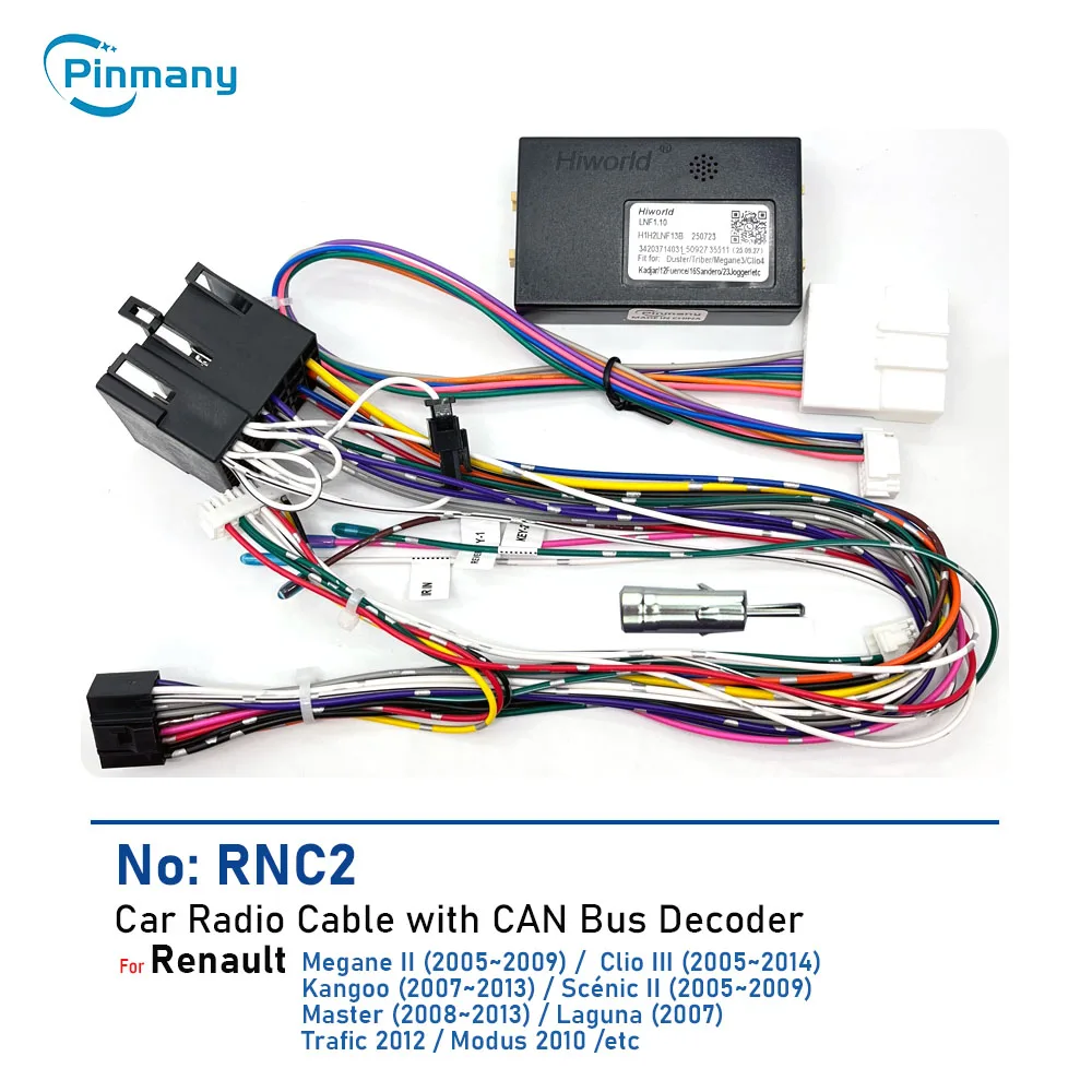 Autoradio-Kabel RNC2 Kabelbaum-Adapter mit CAN-Bus-Decoder für Renault Modus Trafic Laguna Master Scenic Kangoo Clio Megane2